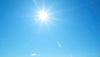 bright sun illuminates a clear blue sky, no clouds , bright sunlight, open sky
