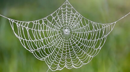 Dew Covered Spiderweb in Nature Intricate Orb Weaver s Web Close Up