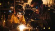 © aleks - Father and son bonding over welding in a workshop filled with sparks and creativity
