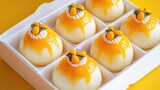 Assortment of Creamy Mango Desserts in a White Box