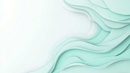 Wall Mural - abstract wave design: serene teal and white wave-like layers, creating a sense of calm and fluidity,