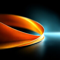 Poster - Golden Ribbon Abstract: A Curved Metallic Strip Against a Dark, Gradient Backdrop, Reflecting Light and Texture