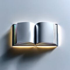 Poster - Open Book of Knowledge: An illuminated book with blank pages resting against a plain background.