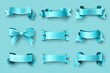 © detiyy - Blue ribbon banners and bow set