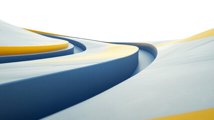 Leinwandbilder - Abstract flowing curves with blue, yellow, and white layers over transparent area