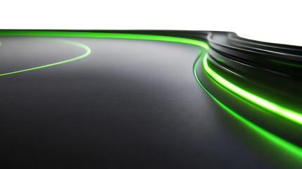 Poster - Illuminating pathways luminous green stripes flowing futuristic design element, isolated on a transparent layer