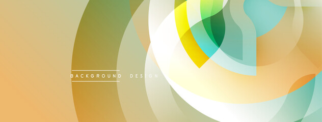 Leinwandbilder - Abstract design features overlapping circles, gradients. Colors include beige, yellow, green, blue. Modern, dynamic composition.