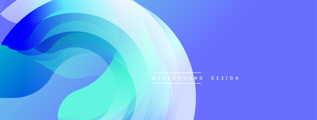 Fototapete - Abstract flowing shapes, blue hues, gradient background. Modern design element, clean aesthetic, suitable for digital projects.
