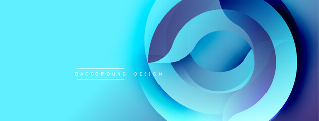 Aufkleber - Abstract blue design features layered circular shapes. Gradient colors create dynamic visual effect. Modern, sleek presentation.