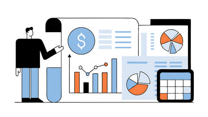 chart and graph datum research statistics inforgraphic financial review project planning diagram business information analysis business people help analyze data on computer monitor dashboard 040525