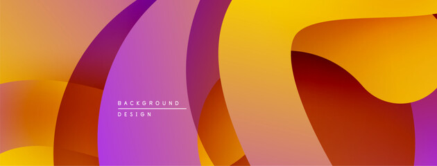 Leinwandbilder - Abstract fluid shapes, vibrant gradients. Orange, purple hues blend seamlessly creating dynamic visual texture. Modern design element.