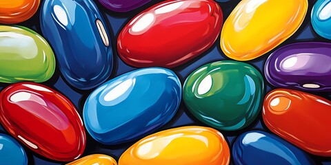 Colorful glossy bean shapes background