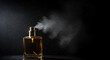 © Farhan - Sophisticated fragrance spray, elegant perfume bottle on a black background