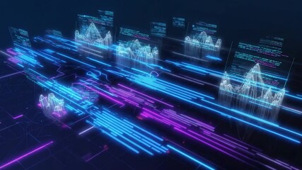 Futuristic digital data stream, network flow, graphic overlay,  for technology background