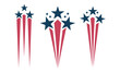© Jahida - Patriotic Stars and Stripes Trail Vector Set, USA flag, Set of red blue stripes with stars , Design elements, 4th of July, Memorial day, Veterans day, Logo