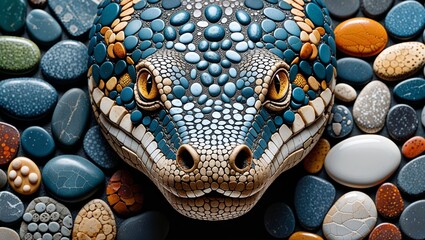 basilisk gaze pebble mosaic abstract design pattern artwork