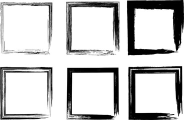 Wall Mural - Square frame made of brush strokes, grunge textured design adds a raw and edgy aesthetic to your projects. Perfect for enhancing artwork, posters, or digital designs with a touch of urban charm.