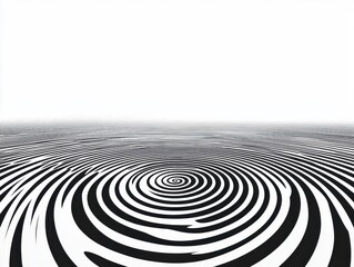 Aufkleber - Abstract Optical Illusion Pattern of Black and White Concentric Circles Geometric Design on White Background for Modern Minimal Art