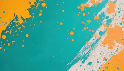 Poster - Abstract Turquoise and Yellow Splash Paint Background with Artistic Texture for Creative Design Projects and Modern Decoration with Vibrant Colors
