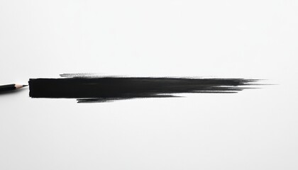 Poster - Black Pencil Stroke on White Background Creating an Abstract Line Art Design with Rough Texture and Subtle Shadows for Minimalist Graphic Projects