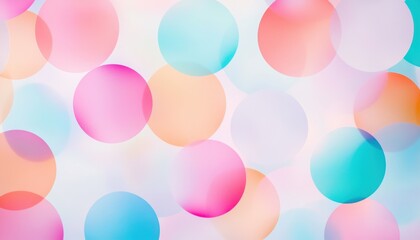 Aufkleber - Colorful Bokeh Lights Overlay on White Background with Circular Blurred Shapes in Pink Orange and Blue Colors Creates an Abstract Dreamy and Festive Effect