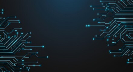 Wall Mural - Abstract tech background with glowing circuits and blue gradients