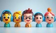 © Five Million Stock - Fun 3D illustration of support team characters with headsets showing various emotions for customer service visual
