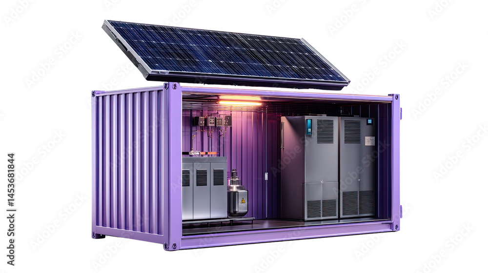Solar Server Picture Solar-Powered Server Room: A sleek, modern server room, housed within a ...