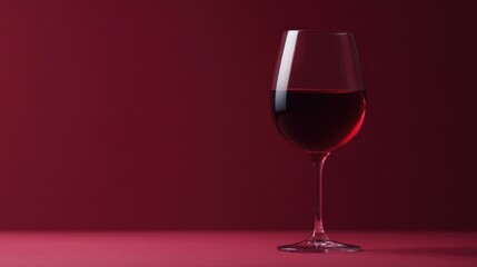Wall Mural - glass of red wine elegantly poised vibrant color background under studio light and inviting minimali