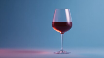 Wall Mural - glass of red wine elegantly poised vibrant color background under studio light and inviting minimali