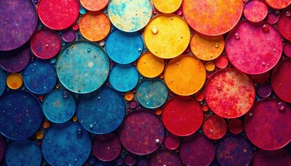 Wall Mural - overlapping circles creating a vibrant mosaic, colorful, tiled, overlay