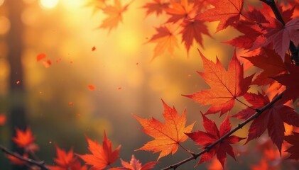 Wall Mural - abstract autumn leaves forming late-season design, illustration, still-life