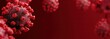 © ABBY - A dramatic close-up of a red virus floating over a blurred background, with vivid red tones creating a strong visual impact, symbolizing the urgent threat posed by viruses in a medical context.