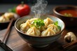 © สิริวุฒิ นาคโคตร - Steaming bowl of dumplings, chopsticks, ginger, delicious, food, plate