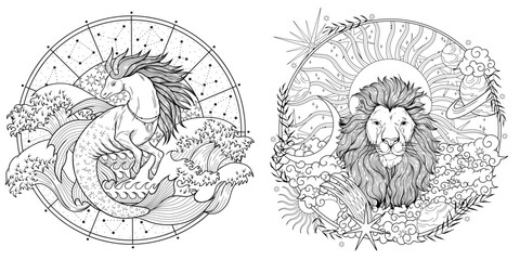Wall Mural - vector illustration set of moon phases. different stages of moonlight activity in vintage engraving 