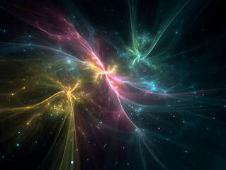 colorful abstract fractal space with luminous light