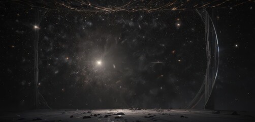 Wall Mural - brilliant celestial tapestry, glittering stars scattered across black void , outer space, starfield,