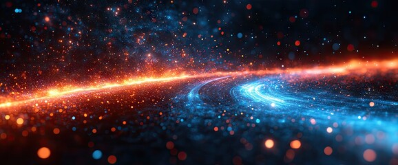 a swirling cosmic nebula of vibrant colors.