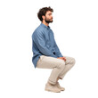 © Daniele - Man Sitting in Profile View, Casual Attire, Stylish Portrait , isolated on white background PNG