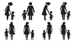 © Zahid - Vector silhouettes depict a set with mother and children figures, a symbol of love and togetherness. Mother's day concept