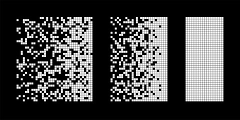 big data abstract background. digital black and white pixel pattern. data loss or corruption. vector