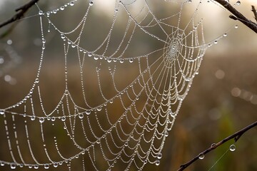 spider web with dew drops