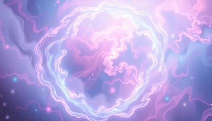Wall Mural - white framed ethereal nebula swirls, pastel colors, cosmic dust, soft, universe