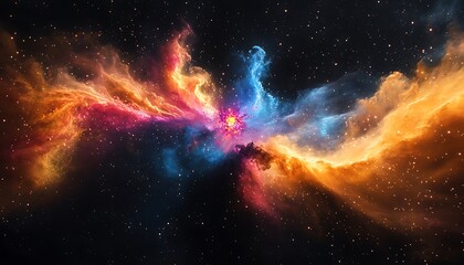 Wall Mural - Colorful celestial nebulae swirling in cosmic space.