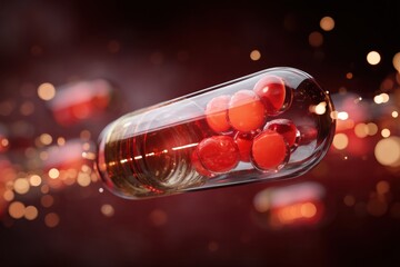 Poster - Futuristic Nanobot Capsule Traveling Through a Blood Vessel for Targeted Medical Treatment and Improved Healthcare Solutions Generative AI