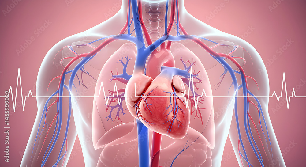 human heart anatomy in front view, human heart anatomy model, human ...