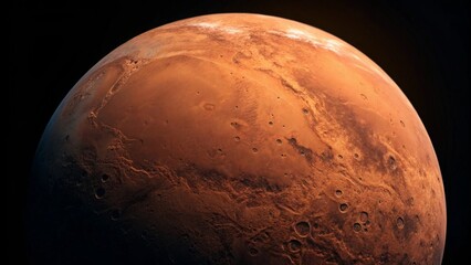 Wall Mural - this image captures a close-up of the martian landscape, highlighting the rusty tones and varied tex