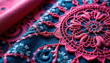 Geometric pattern lace fabric, bold lines, refined weave , clothing, weave