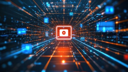 Aufkleber - Digital security system in a data network tunnel