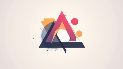 Wall Mural - digital illustration of a complex geometric triangle with overlapping shapes and subtle watercolor e